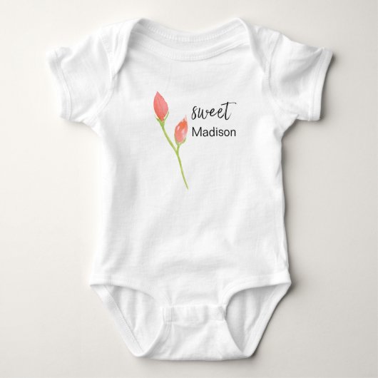 GEPERSONALISEERD WATERCOLOR ROOS bodyuit Romper (Voorkant)