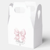 Gepersonaliseerd Waterverf Dusty Pink Bow 1st Birt Bedankdoosjes (Geopend)