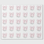 Gepersonaliseerd Waterverf Dusty Pink Bow 1st Birt Cadeaupapier (Vlak)