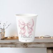 Gepersonaliseerd Waterverf Dusty Pink Bow 1st Birt Papieren Bekers