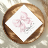 Gepersonaliseerd Waterverf Dusty Pink Bow 1st Birt Servet