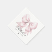 Gepersonaliseerd Waterverf Dusty Pink Bow 1st Birt Servet (Hoek)