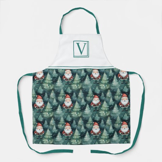 Gepersonaliseerd Waterverf Kerstman - Schort (Voorkant)