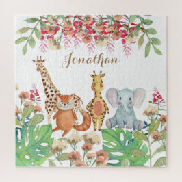 Gepersonaliseerd waterverf kinder Modern safari oe Legpuzzel