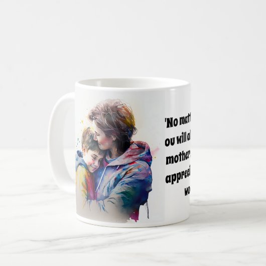 GEPERSONALISEERD WATERVERF PORTRAIT VAN MOM EN SON KOFFIEMOK (Voorkant links)