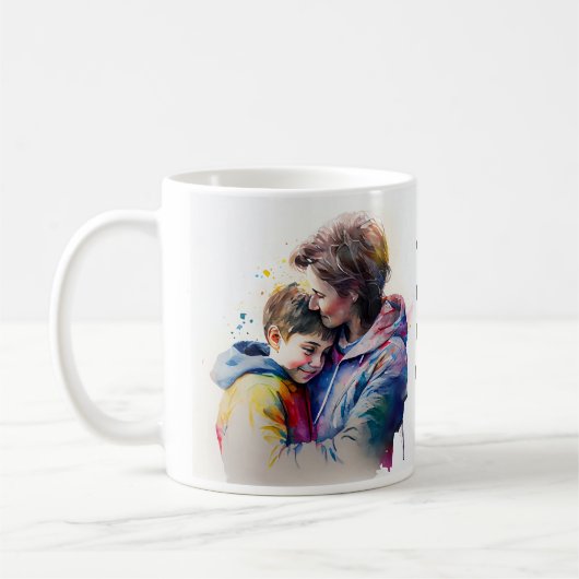 GEPERSONALISEERD WATERVERF PORTRAIT VAN MOM EN SON KOFFIEMOK (Links)