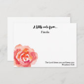 Gepersonaliseerd | Waterverf Roos Scriptnotitie Kaart (Voorkant / Achterkant)