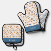 Gepersonaliseerd Waterverf voor brood en bakkerij Ovenwant & Pannenlap Set (Voorkant / Achterkant)