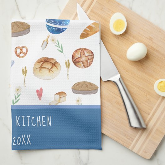 Gepersonaliseerd Waterverf voor brood en bakkerij Theedoek (Quarter Fold)