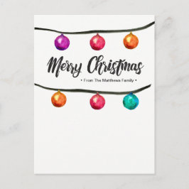 Gepersonaliseerd, Waterverf, Vrolijke Kerstmis, Feestdagenkaart