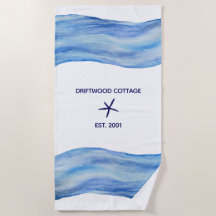 Gepersonaliseerd Waterverf Wave Beach House Towel