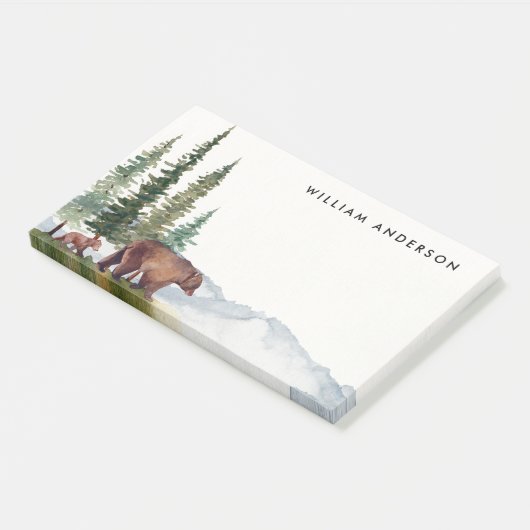 Gepersonaliseerd Waterverf Woodland-Beer Post-it® Notes (Schuin)