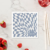 Gepersonaliseerd Wavy Blauw Optisch Checkerboard Servet (Insitu)