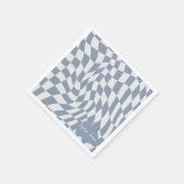 Gepersonaliseerd Wavy Blauw Optisch Checkerboard Servet (Hoek)