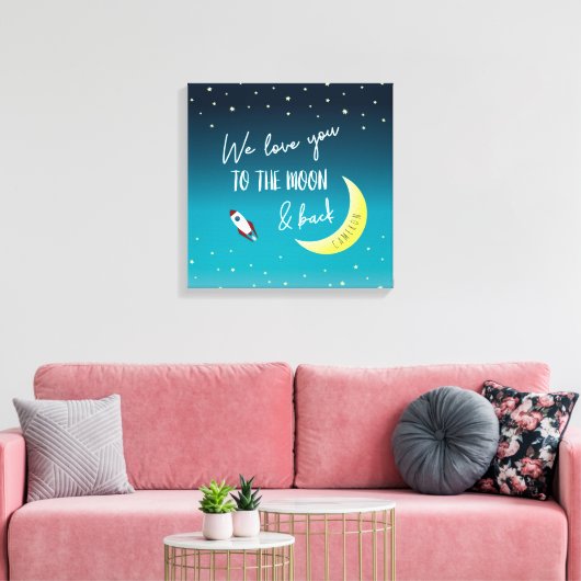 Gepersonaliseerd We houden van je naar de maan en Canvas Afdruk (Insitu (Woonkamer))