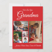 Gepersonaliseerd We houden van je oma | Rood 5 fot Feestdagenkaart (Voorkant)