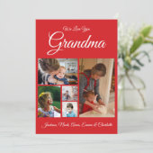 Gepersonaliseerd We houden van je oma | Rood 5 fot Feestdagenkaart (Staand voorkant)