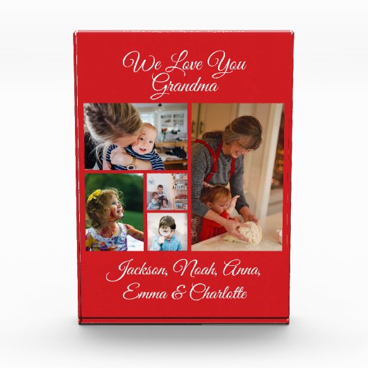 Gepersonaliseerd We houden van je oma | Rood 5 fot Fotoblokken (Voorkant)