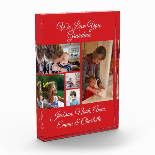Gepersonaliseerd We houden van je oma | Rood 5 fot Fotoblokken (Links)