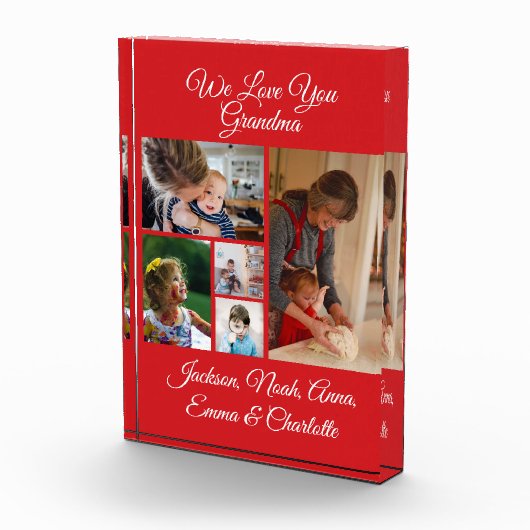 Gepersonaliseerd We houden van je oma | Rood 5 fot Fotoblokken (Rechts)