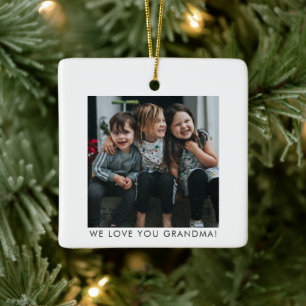 Gepersonaliseerd We houden van jou oma foto eenvou Keramisch Ornament