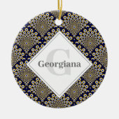 Gepersonaliseerd We kijken naar u Navy & Gold Deco Keramisch Ornament (Voorkant)