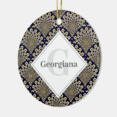 Gepersonaliseerd We kijken naar u Navy & Gold Deco Keramisch Ornament (Links)