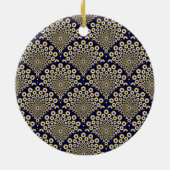 Gepersonaliseerd We kijken naar u Navy & Gold Deco Keramisch Ornament (Achterkant)