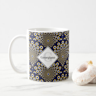 Gepersonaliseerd We kijken naar u Navy & Gold Deco Koffiemok