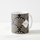 Gepersonaliseerd We kijken naar u Navy & Gold Deco Koffiemok (Voorkant rechts)