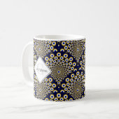 Gepersonaliseerd We kijken naar u Navy & Gold Deco Koffiemok (Voorkant links)