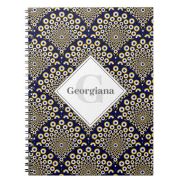 Gepersonaliseerd We kijken naar u Navy & Gold Deco Notitieboek