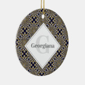 Gepersonaliseerd We kijken naar U Navy & Gold Tile Keramisch Ornament (Rechts)