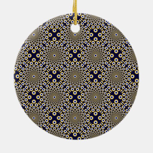 Gepersonaliseerd We kijken naar U Navy & Gold Tile Keramisch Ornament (Achterkant)