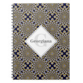 Gepersonaliseerd We kijken naar U Navy & Gold Tile Notitieboek (Voorkant)