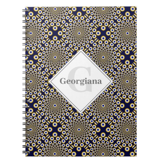 Gepersonaliseerd We kijken naar U Navy & Gold Tile Notitieboek (Voorkant)