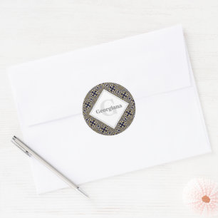 Gepersonaliseerd We kijken naar U Navy & Gold Tile Ronde Sticker