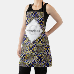 Gepersonaliseerd We kijken naar U Navy & Gold Tile Schort