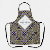 Gepersonaliseerd We kijken naar U Navy & Gold Tile Schort (Voorkant)