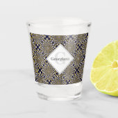 Gepersonaliseerd We kijken naar U Navy & Gold Tile Shot Glas (Voorkant)