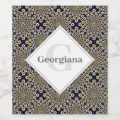 Gepersonaliseerd We kijken naar U Navy & Gold Tile Wijn Etiket (Enkel label)