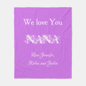 Gepersonaliseerd "We Love You Nana" Mauve Fleece Deken (Voorkant)