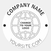 GEPERSONALISEERD WEBADRES BEDRIJF LOGO RONDE STICKER (Voorkant)