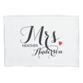 Gepersonaliseerd weddenschap - Mrs. met hart Kussensloop (Voorkant)