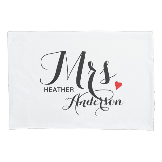 Gepersonaliseerd weddenschap - Mrs. met hart Kussensloop (Voorkant)