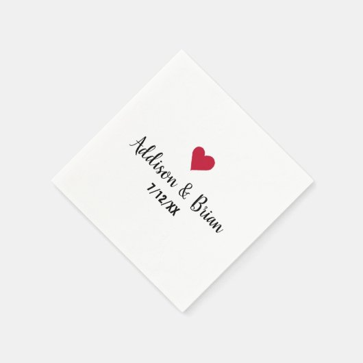 Gepersonaliseerd Weddenschap Rood Heart Servet (Hoek)