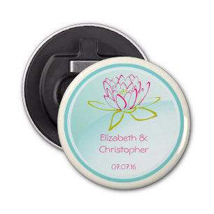 Gepersonaliseerd weddenschap voor Lotus Flower Button Flesopener