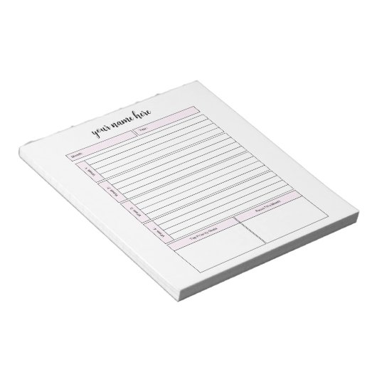 Gepersonaliseerd Week Planner Notitieblok (Schuin)