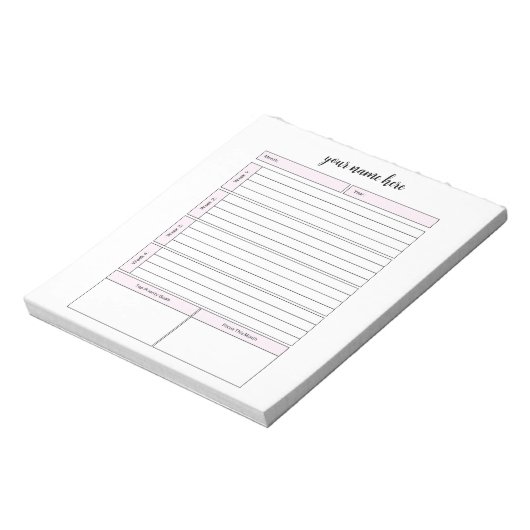 Gepersonaliseerd Week Planner Notitieblok (Linkerzijde)