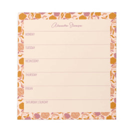 Gepersonaliseerd weekblad  Oranje Floral Notitieblok